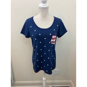 Americana Greensource Blue Starred Tee Patriotic Size Large